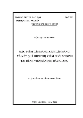 Đặc điểm lâm sàng cận lâm sàng và kết quả điều trị viêm phổi sơ sinh tại bệnh viện sản nhi bắc giang