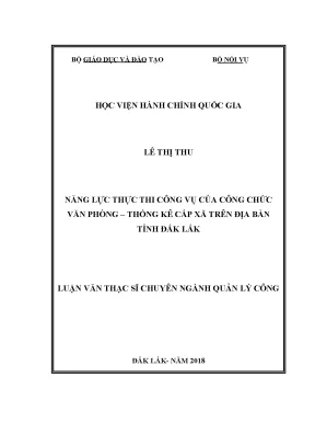 Luận văn năng lực thực thi công vụ của công chức văn phòng thống kê cấp xã trên địa bàn tỉnh đắk lắk