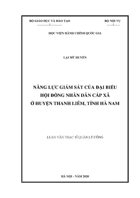 Luận văn năng lực giám sát của đại biểu hđnd cấp xã ở huyện thanh liêm tỉnh hà nam