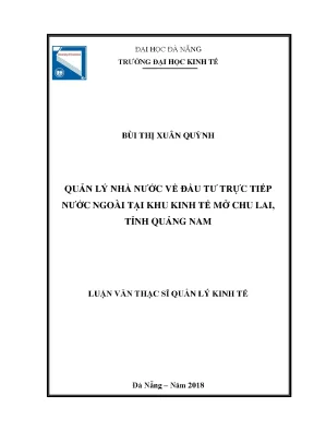 Luận văn quản lý nhà nước về đầu tư trực tiếp nước ngoài tại khu kinh tế mở chu lai tỉnh quảng nam