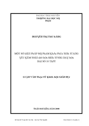 Luận văn một số biện pháp sư phạm khắc phục tình trạng yếu kém cho học sinh trong dạy học đại số 10 thpt