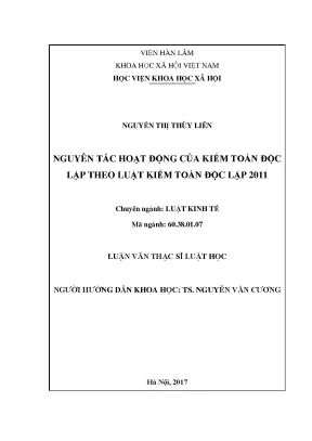Luận văn thạc sĩ luật học nguyên tắc hoạt động của kiểm toán độc lập theo luật kiểm toán độc lập 2011