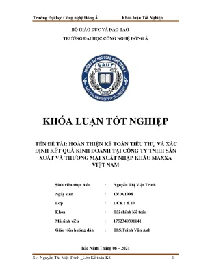 Hoàn thiện kế toán thiêu thụ và xác định kết quả kinh doanh tại công ty tnhh sản xuất và thương mại xuất nhập khẩu maxxa việt nam