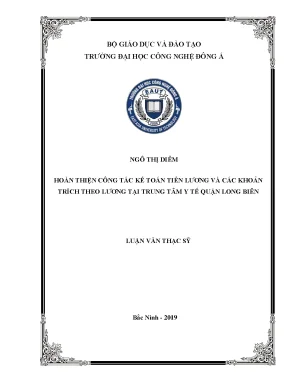 Hoàn thiện công tác kế toán tiền lương và các khoản trích theo lương tại trung tâm y tế quận long biên
