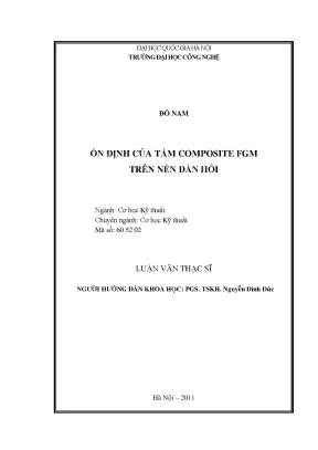 Luận văn thạc sĩ ổn định của tấm composite fgm trên nền đàn hồi