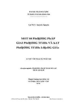 Luận văn một số phương pháp giải phương trình và bất phương trình lượng giác