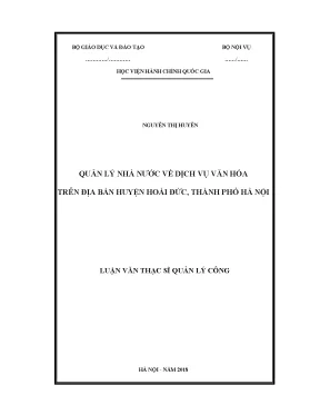 Luận văn quản lý nhà nước về dịch vụ văn hóa trên địa bàn huyện hoài đức thành phố hà nội