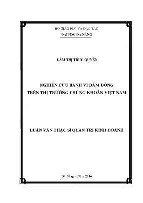 Luận văn nghiên cứu hành vi đám đông trên thị trường chứng khoán việt nam