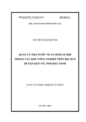 Luận văn quản lý nhà nước về an sinh xã hội trong các khu công nghiệp trên địa bàn huyện quế võ tỉnh bắc ninh
