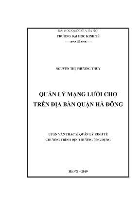 Luận văn thạc sĩ quản lý mạng lưới chợ trên địa bàn quận hà đông