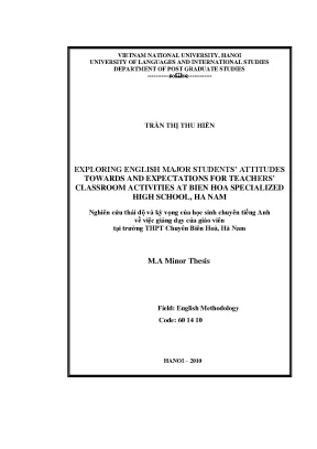 Luận văn thạc sĩ exploring english grammar major students attitudes towards and expectations for teachers classroom activities at bien hoa specialized high school ha nam
