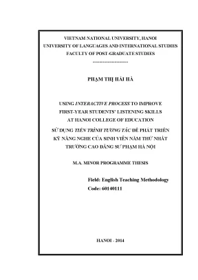 Luận văn thạc sĩ using interactive process to improve first year students listening skills at hanoi college of education