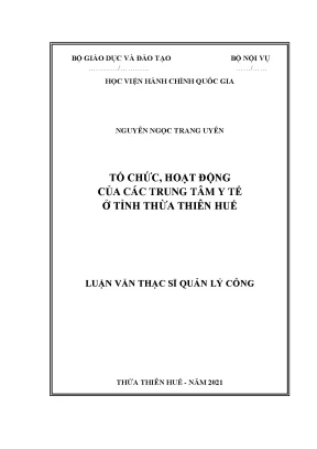 Luận văn tổ chức hoạt động của các trung tâm y tế ở tỉnh thừa thiên huế