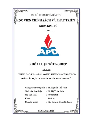 Luận văn nâng cao khả năng thắng thầu của công ty cổ phần xây dựng và phát triển kinh doanh