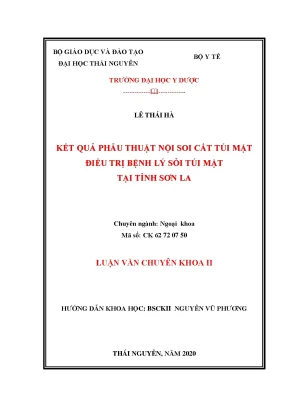 Kết quả phẫu thuật nội soi cắt túi mật điều trị bệnh lý sỏi túi mật tại tỉnh sơn la