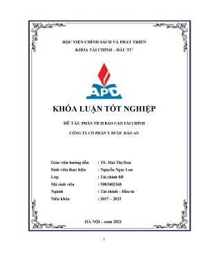 Luận văn phân tích tình hình tài chính của công ty cổ phần y dược bảo an