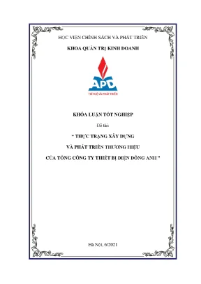 Luận văn thực trạng xây dựng và phát triển thương hiệu của tổng công ty thiết bị điện đông anh