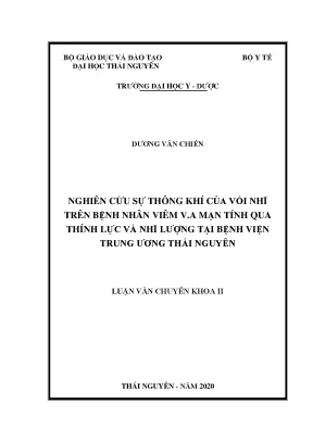 Nghiên cứu sự thông khí của vòi nhĩ trên bệnh nhân viêm v a mạn tính qua thính lực và nhĩ lượng tại bệnh viện trung ương thái nguyên