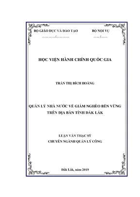 Luận văn quản lý nhà nước về giảm nghèo bền vững trên địa bàn tỉnh đắk lắk