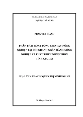 Luận văn phân tích hoạt động cho vay nông nghiệp tại chi nhánh ngân hàng nn ptnt tỉnh gia lai