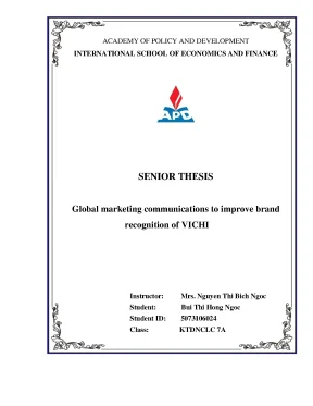 Luận văn solutions to improve marketing communication to increase brand recognition of vichi