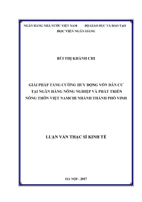 Giải pháp tăng cường huy động vốn dân cư tại ngân hàng nông nghiệp và phát triển nông thôn việt nam chi nhánh thành phố vinh luận văn thạc sỹ kinh tế