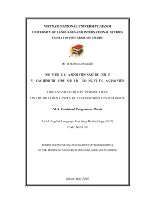 Luận văn thạc sĩ first year students perspectives on the different types of teacher written feedback m a thesis linguistics 60 14 10