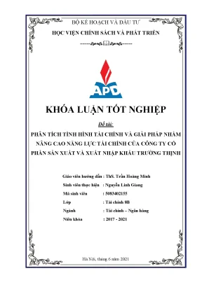 Luận văn phân tích tình hình tài chính và giải pháp nhằm nâng cao năng lực tài chính của công ty cổ phần sản xuất và xuất nhập khẩu trường thịnh