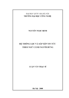 Luận văn thạc sĩ hệ thống lọc và sắp xếp tin tức theo ngữ cảnh người dùng