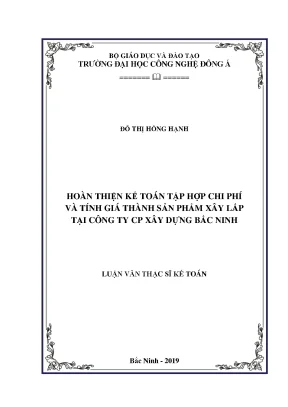 Hoàn thiện kế toán tập hợp chi phí và tính giá thành sản phẩm xây lắp tại công ty cổ phần xây dựng bắc ninh