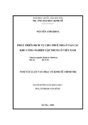 Luận văn thạc sĩ phát triển dịch vụ cho thuê nhà ở tại các khu công nghiệp tập trung ở việt nam