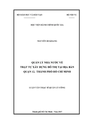 Luận văn quản lý nhà nước về trật tự xây dựng đô thị tại địa bàn quận 12 tp hcm