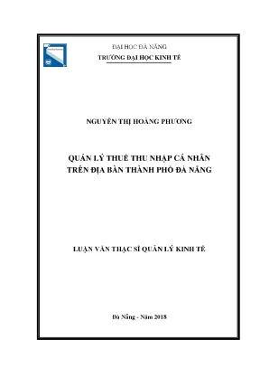 Luận văn quản lý thuế thu nhập cá nhân trên địa bàn thành phố đà nẵng