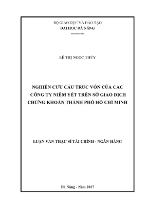 Luận văn nghiên cứu cấu trúc vốn của các công ty niêm yết trên sở giao dịch chứng khoán thành phố hồ chí minh