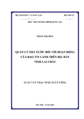 Luận văn quản lý nhà nước đối với hoạt động của đạo tin lành trên địa bàn tỉnh lai châu