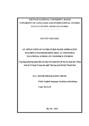 Luận văn thạc sĩ an application of an discourse based approach in teaching english reading skill at thanh hoa vocational school of commerce tourism