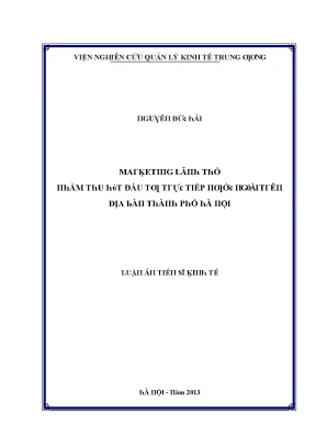 Luận văn marketing lãnh thổ nhằm thu hút đầu tư trực tiếp nước ngoài trên địa bàn thành phố hà nội