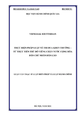 Luận văn thực hiện pháp luật về thi đua khen thưởng từ thực tiễn thủ đô viêng chăn nước cộng hòa dân chủ nhân dân lào