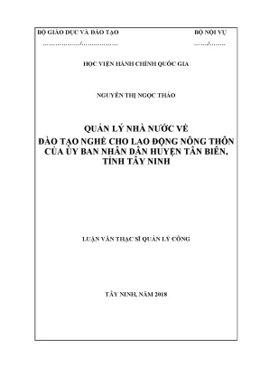 Luận văn quản lý nhà nước về đào tạo nghề cho lao động nông thôn của ubnd huyện tân biên tỉnh tây ninh