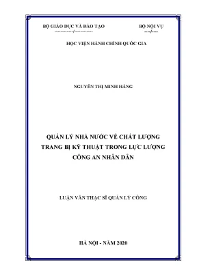 Luận văn quản lý nhà nước về chất lượng trang bị kỹ thuật trong lực lượng công an nhân dân