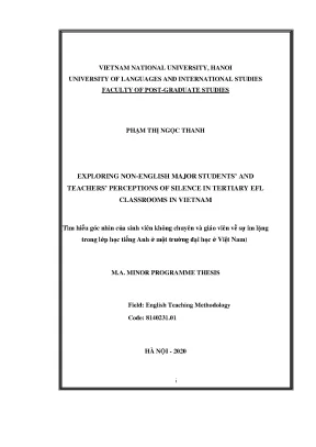 Luận văn thạc sĩ exploring non english major students and teachers perceptions of silence in tertiary efl classrooms in vietnam