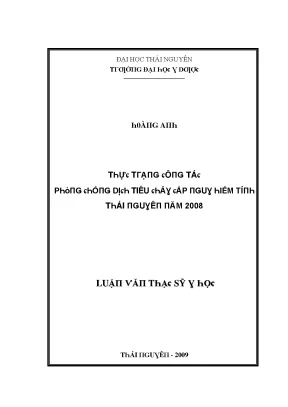 Luận văn thực trạng công tác phòng chống dịch tiêu chảy cấp nguy hiểm tỉnh thái nguyên năm 2008