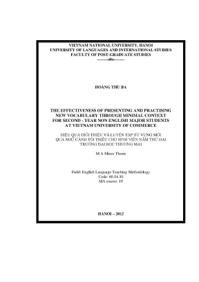 Luận văn thạc sĩ the effectiveness of presenting and practising new vocabulary through minimal context for second year non english major students sat vietnam university of commerce