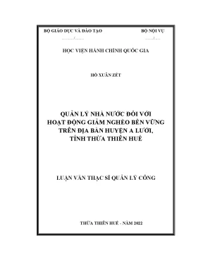 Luận văn quản lý nhà nước đối với hoạt động giảm nghèo bền vững trên địa bàn huyện a lưới tỉnh thừa thiên huế