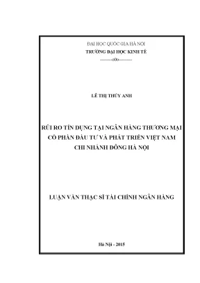 Luận văn thạc sĩ rủi ro tín dụng tại ngân hàng tmcp đầu tư và phát triển việt nam chi nhánh đông hà nội