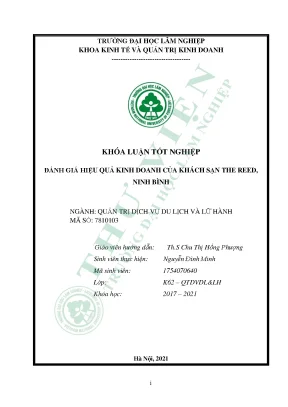 Đánh giá hiệu quả kinh doanh của khách sạn the reed ninh bình