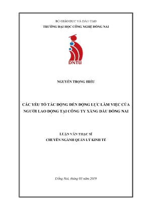 Các yếu tố tác động đến động lực làm việc của người lao động tại công ty xăng dầu đồng nai