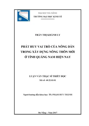 Luận văn phát huy vai trò của nông dân trong xây dựng nông thôn mới ở tỉnh quảng nam hiện nay