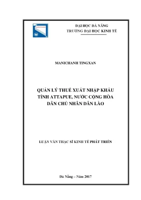 Luận văn quản lý thuế xuất nhập khẩu tại tỉnh attapeu nước cộng hòa dân chủ nhân dân lào
