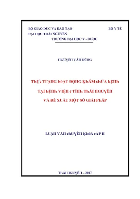 Luận văn thực trạng hoạt động khám chữa bệnh tại bệnh viện c tỉnh thái nguyên và đề xuất một số giải pháp
